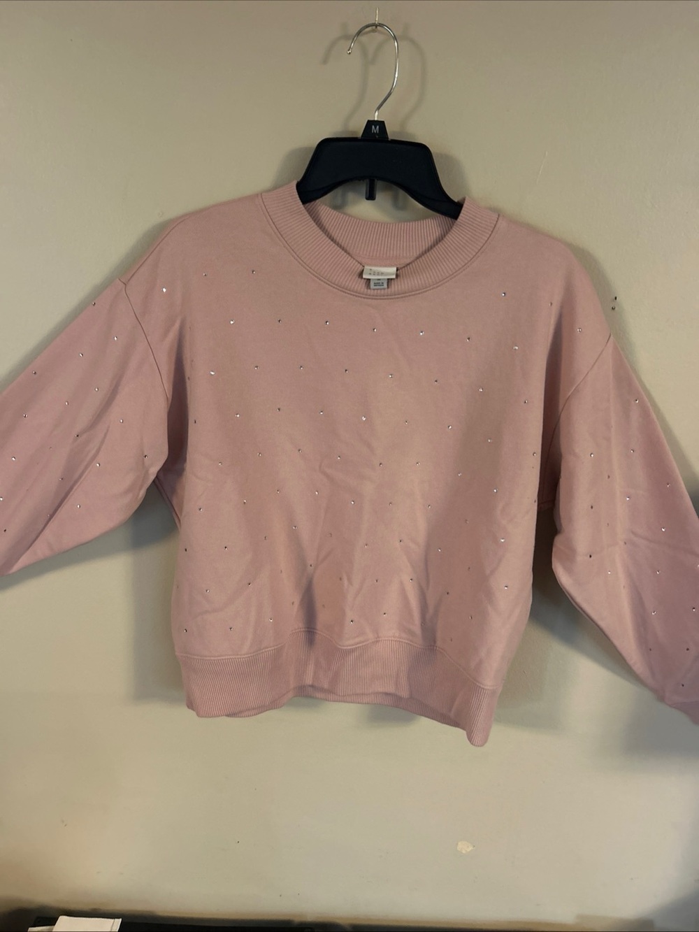 a new day Pink Rhinestone Crewneck Sweatshirt
